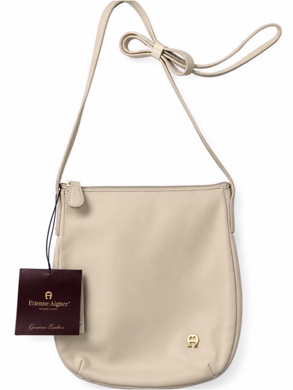 Etienne Aigner Cream Leather Crossbody with Gold Logo